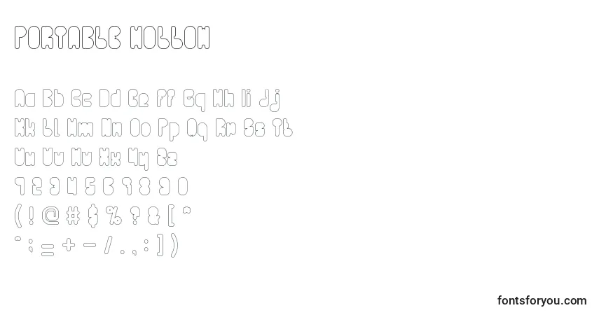 Шрифт PORTABLE HOLLOW – алфавит, цифры, специальные символы