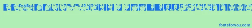 Więcej informacji o czcionce PortraitsdeFemmes Czcionka PortraitsdeFemmes – niebieskie czcionki na zielonym tle
