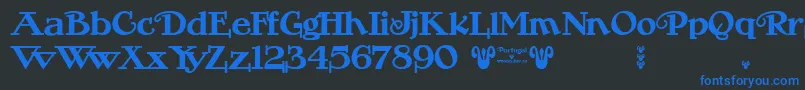 Portugal Vintage Font – Blue Fonts on Black Background