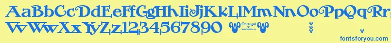 Portugal Vintage Font – Blue Fonts on Yellow Background