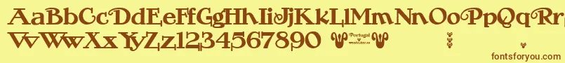 Portugal Vintage Font – Brown Fonts on Yellow Background