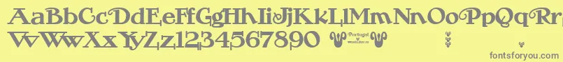 フォントPortugal Vintage – 黄色の背景に灰色の文字
