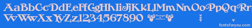 Portugal Vintage Font – Pink Fonts on Blue Background