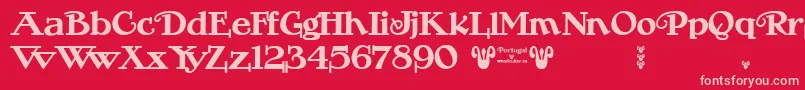 Czcionka Portugal Vintage – różowe czcionki na czerwonym tle