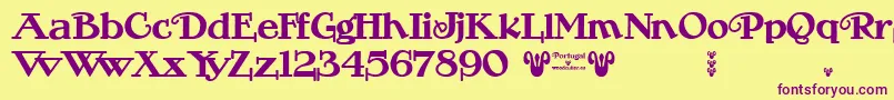 Portugal Vintage Font – Purple Fonts on Yellow Background