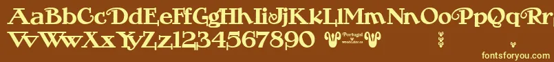 Portugal Vintage Font – Yellow Fonts on Brown Background