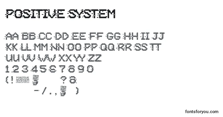 Schriftart Positive System – Alphabet, Zahlen, spezielle Symbole