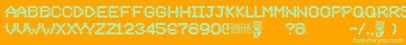 Positive System-Schriftart – Grüne Schriften auf orangefarbenem Hintergrund