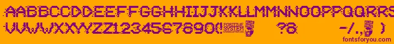 Positive System-fontti – violetit fontit oranssilla taustalla