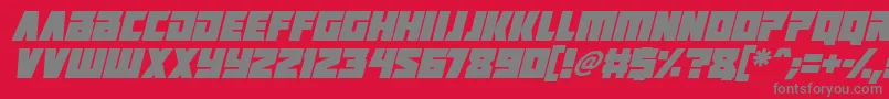 Fonte Positrons Italic – fontes cinzas em um fundo vermelho