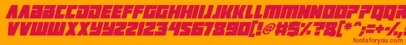 Positrons Italic-fontti – punaiset fontit oranssilla taustalla