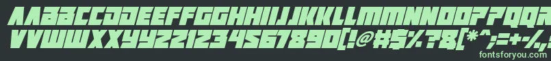 フォントPositrons Italic – 黒い背景に緑の文字