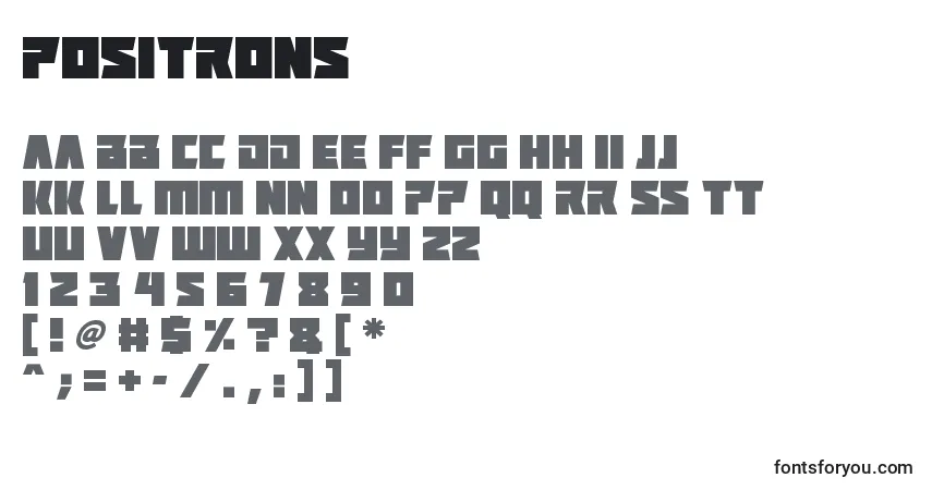 Schriftart Positrons (137187) – Alphabet, Zahlen, spezielle Symbole