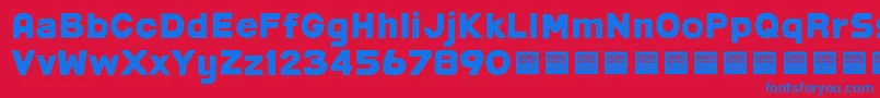 Czcionka Post Box   Demo – niebieskie czcionki na czerwonym tle