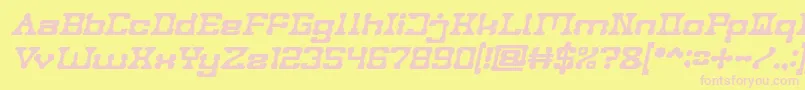 Czcionka POST ROCK Bold Italic – różowe czcionki na żółtym tle