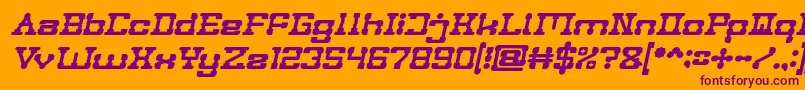 Czcionka POST ROCK Bold Italic – fioletowe czcionki na pomarańczowym tle