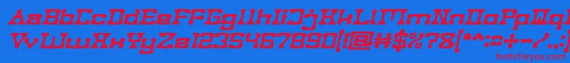 POST ROCK Bold Italic-Schriftart – Rote Schriften auf blauem Hintergrund