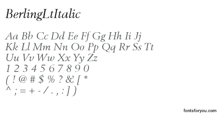 A fonte BerlingLtItalic – alfabeto, números, caracteres especiais