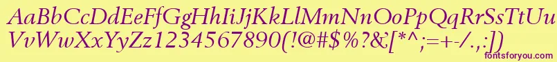 BerlingLtItalic Font – Purple Fonts on Yellow Background