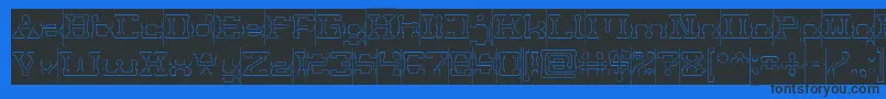 Шрифт POST ROCK Hollow Inverse – чёрные шрифты на синем фоне