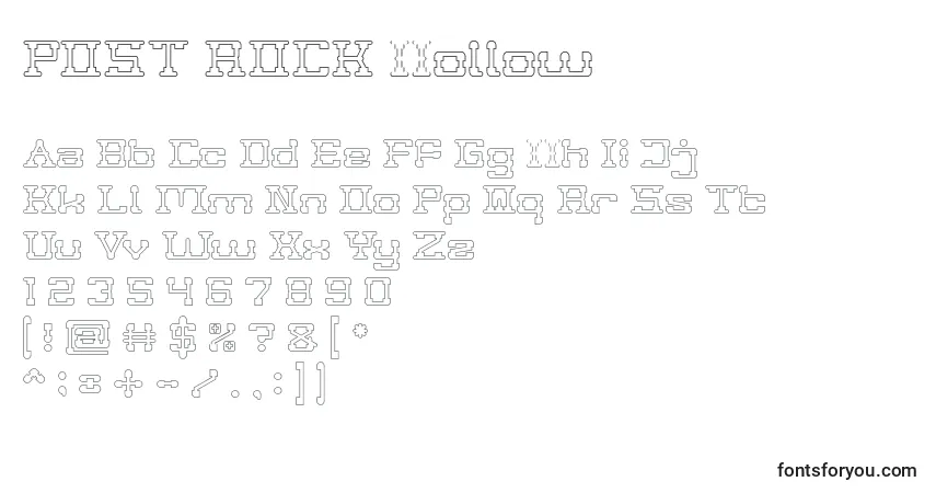 A fonte POST ROCK Hollow – alfabeto, números, caracteres especiais