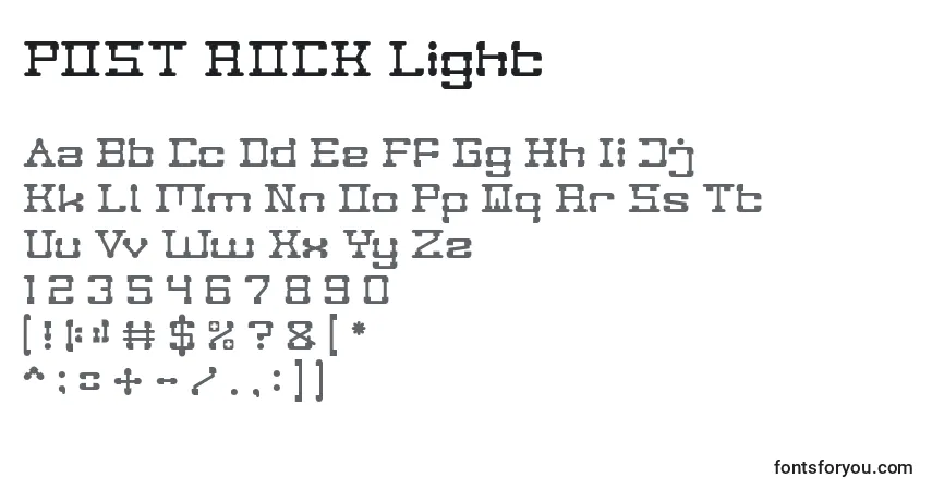 Schriftart POST ROCK Light – Alphabet, Zahlen, spezielle Symbole