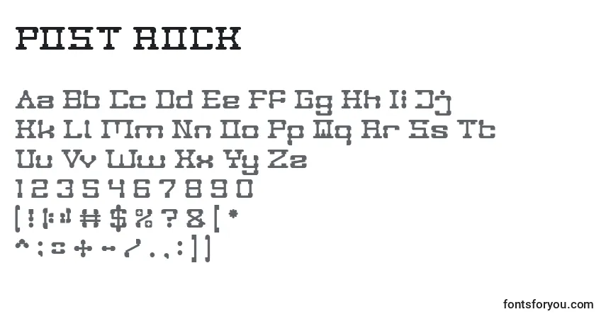 Schriftart POST ROCK – Alphabet, Zahlen, spezielle Symbole