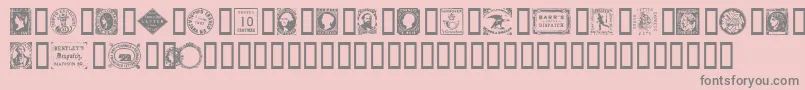 postagestamps-Schriftart – Graue Schriften auf rosa Hintergrund