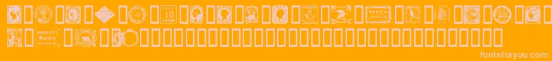 postagestamps-Schriftart – Rosa Schriften auf orangefarbenem Hintergrund