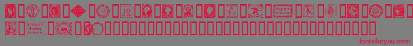フォントpostagestamps – 赤い文字の灰色の背景