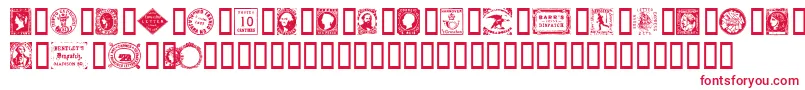 Fonte postagestamps – fontes vermelhas em um fundo branco