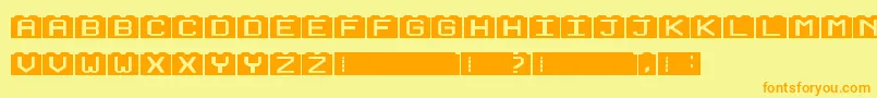 BuildingBlocks-fontti – oranssit fontit keltaisella taustalla