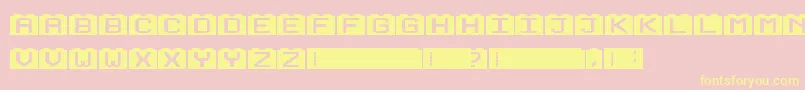 BuildingBlocks-fontti – keltaiset fontit vaaleanpunaisella taustalla