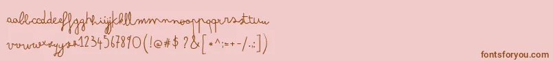 Weitere Informationen zur ArsenaleWhite-Schriftart ArsenaleWhite-Schriftart – Braune Schriften auf rosa Hintergrund