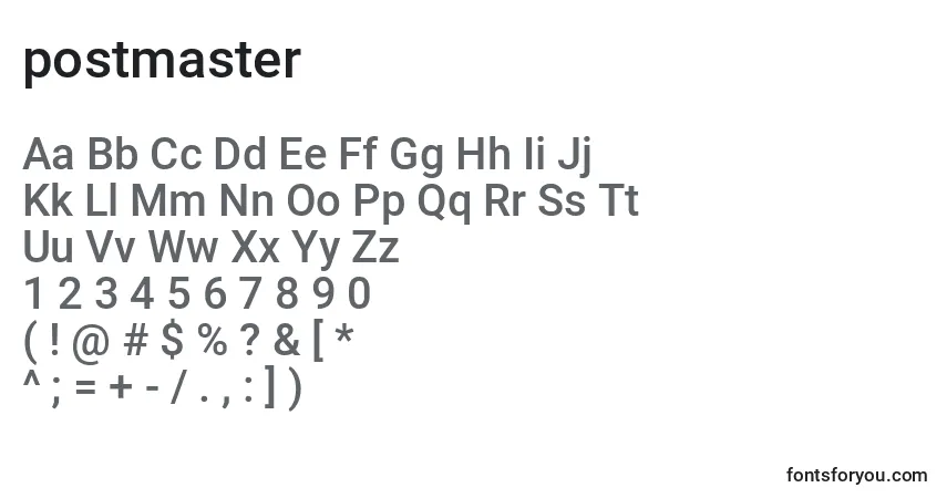 Czcionka Postmaster (137201) – alfabet, cyfry, specjalne znaki