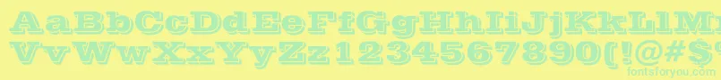 POSTOFFICE-Schriftart – Grüne Schriften auf gelbem Hintergrund