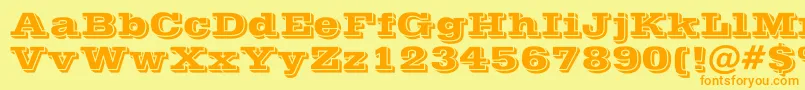 Saiba mais sobre a fonte POSTOFFICE Fonte POSTOFFICE – fontes laranjas em um fundo amarelo