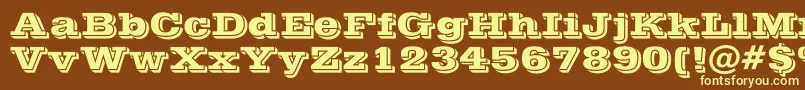 POSTOFFICE-Schriftart – Gelbe Schriften auf braunem Hintergrund