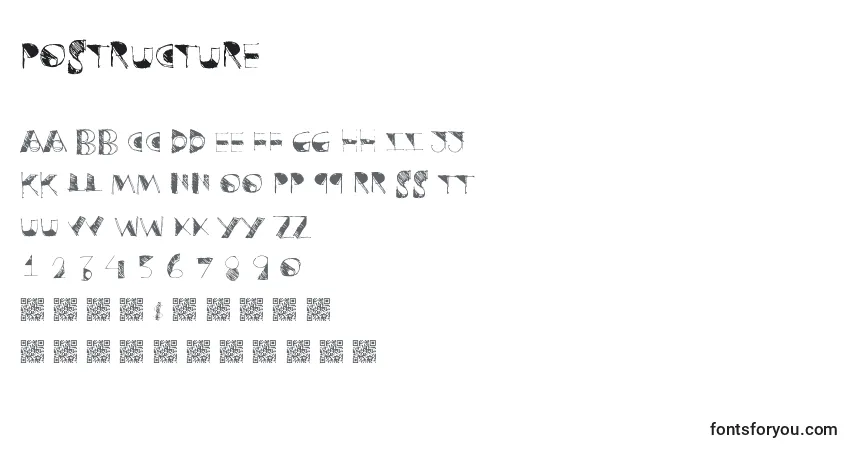 Czcionka Postructure – alfabet, cyfry, specjalne znaki