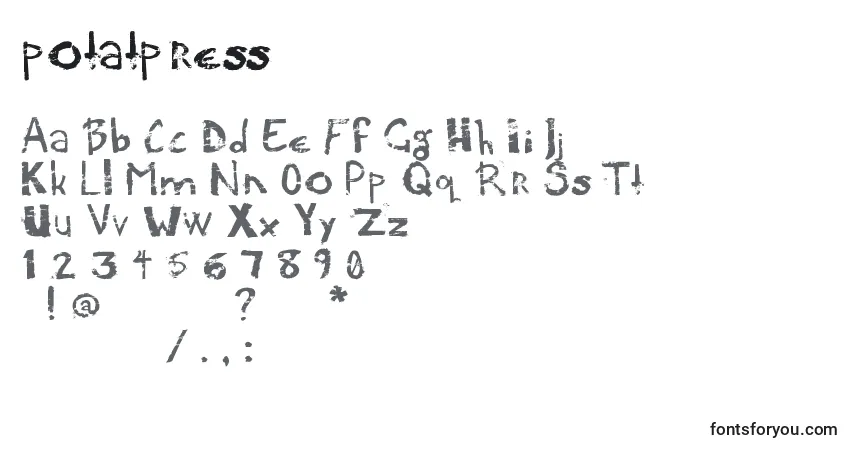 Czcionka Potatpress   (137204) – alfabet, cyfry, specjalne znaki