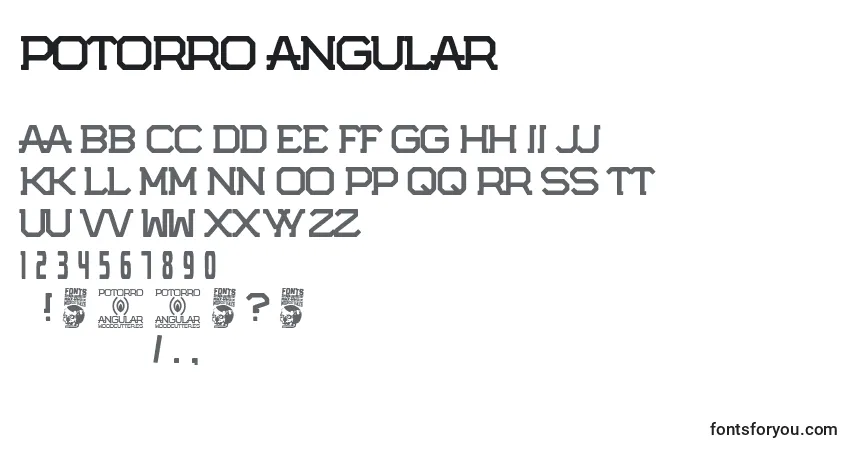 Schriftart Potorro Angular – Alphabet, Zahlen, spezielle Symbole
