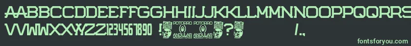 Potorro Angular Font – Green Fonts on Black Background