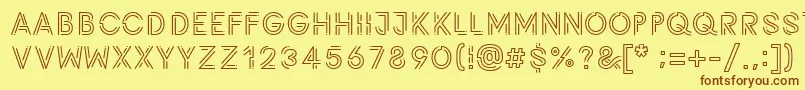 フォントPotra – 茶色の文字が黄色の背景にあります。