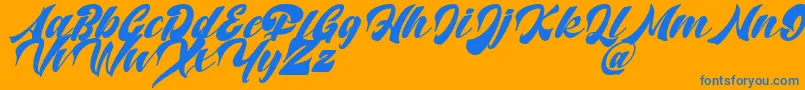 Potter Alaska Italic   DAFONT-Schriftart – Blaue Schriften auf orangefarbenem Hintergrund