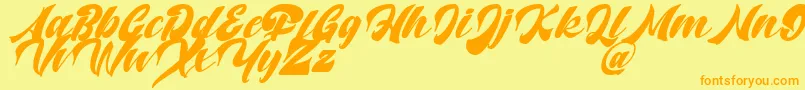 フォントPotter Alaska Italic   DAFONT – オレンジの文字が黄色の背景にあります。