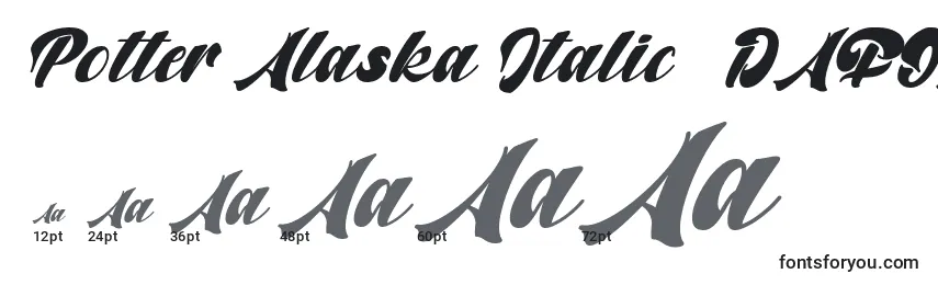 Rozmiary czcionki Potter Alaska Italic   DAFONT