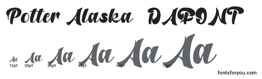 Größen der Schriftart Potter Alaska   DAFONT