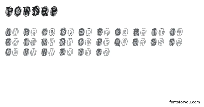A fonte POWDRF   (137211) – alfabeto, números, caracteres especiais