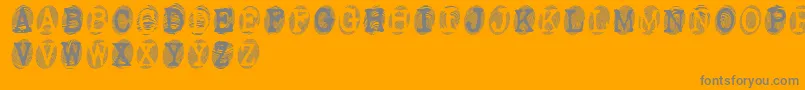 POWDRF  -Schriftart – Graue Schriften auf orangefarbenem Hintergrund