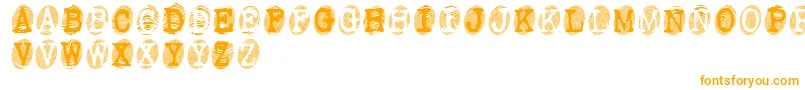 POWDRF  -Schriftart – Orangefarbene Schriften auf weißem Hintergrund